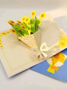 Sunflower Pop-Up Card Bouquet - Yellow